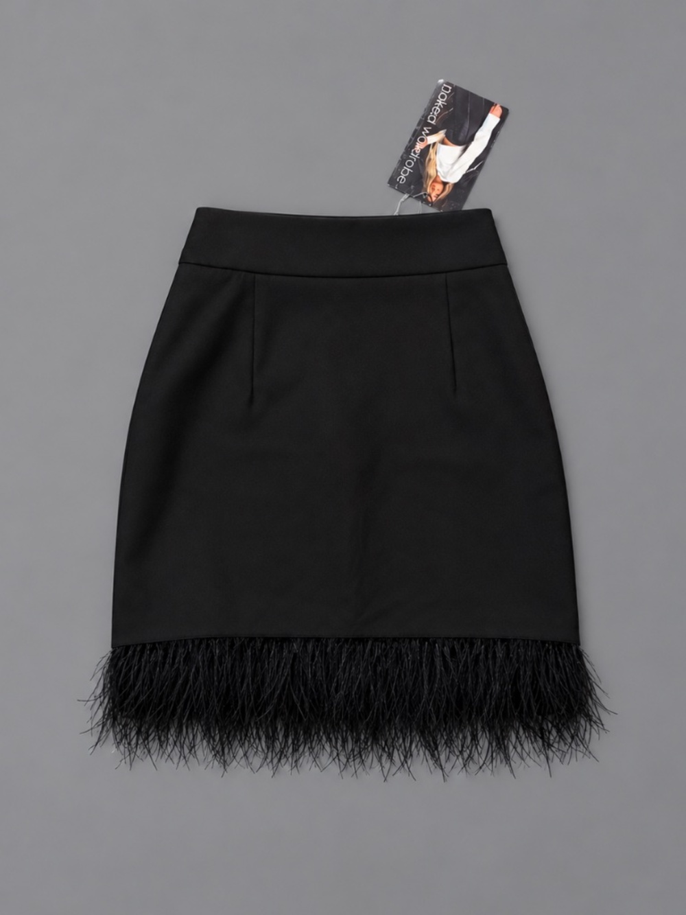 Naked Wardrobe Black Feather Trim Mini Skirt NWT Size S